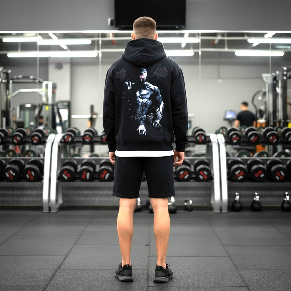 Darc Sport Pierce Hoodie Mens L Black Box Cut Raw Hem Gym Wear Marvel Sold Out